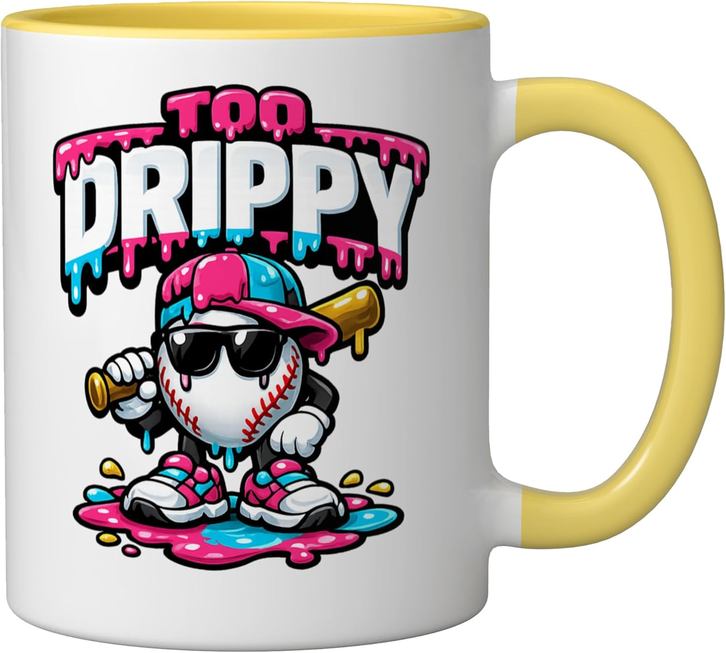 Taza de café cerámica Funny Ice Cream Drip Yellow/White