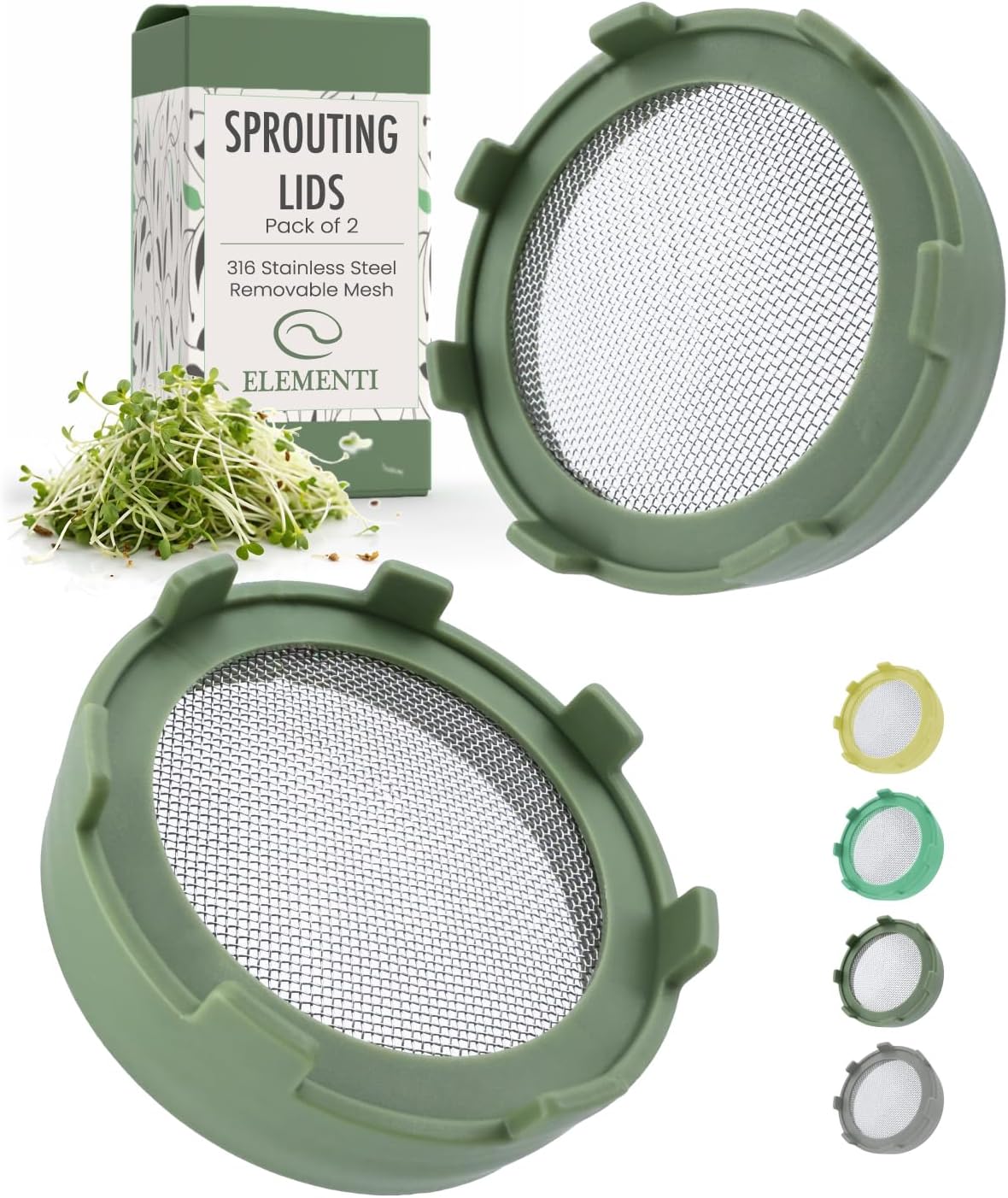 Kit cultivo brotes soja acero inox 316 verde salvia