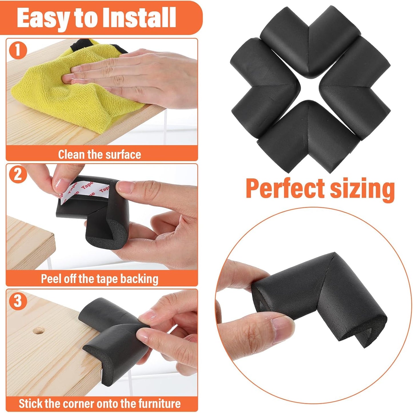 10 Protectores Esquina Espuma Adhesiva para Niños