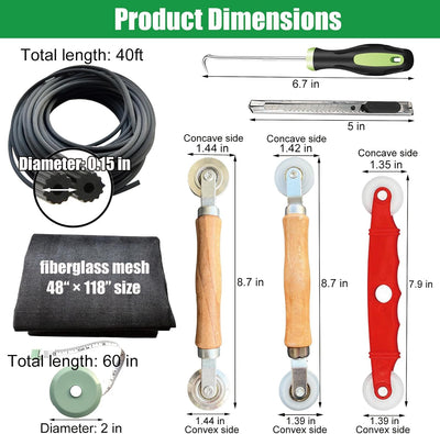 Kit reparación pantalla malla puerta 48x118pulg