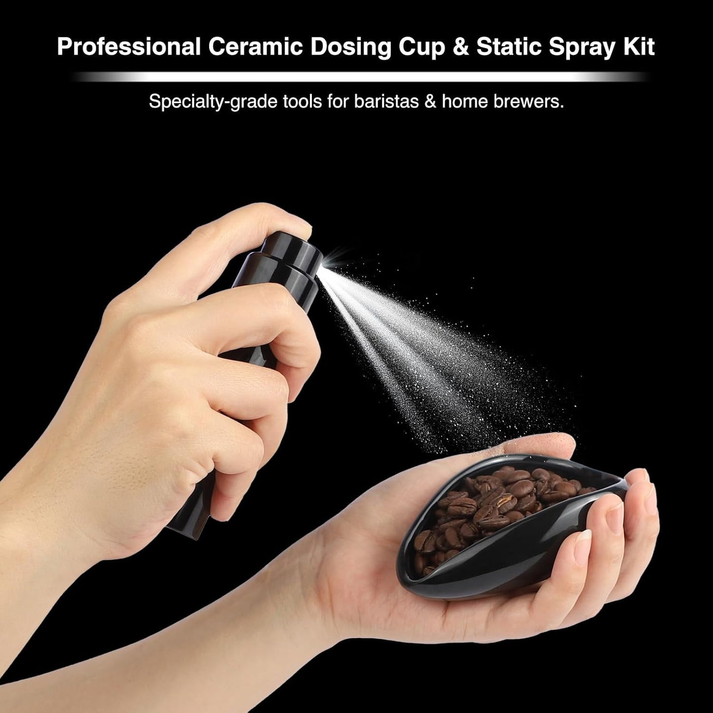 Juego de tazas dosificadoras de café cerámica y botella spray 0.7 fl oz kit accesorios espresso