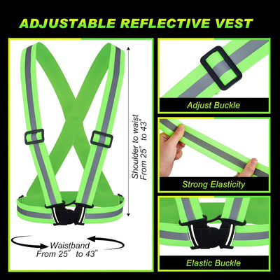 4 Chalecos Reflectantes Alta Visibilidad Correas Ajustables Verde