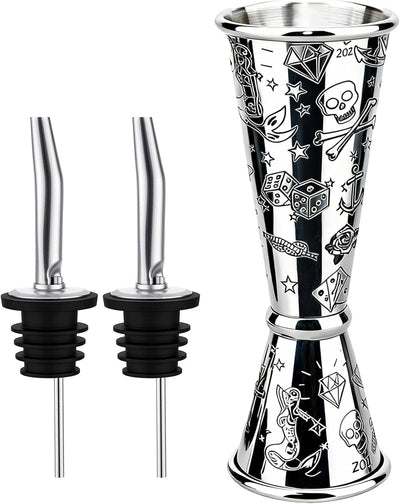 Jigger para bartending profesional de 2 oz y 1 onza en acero inoxidable 304