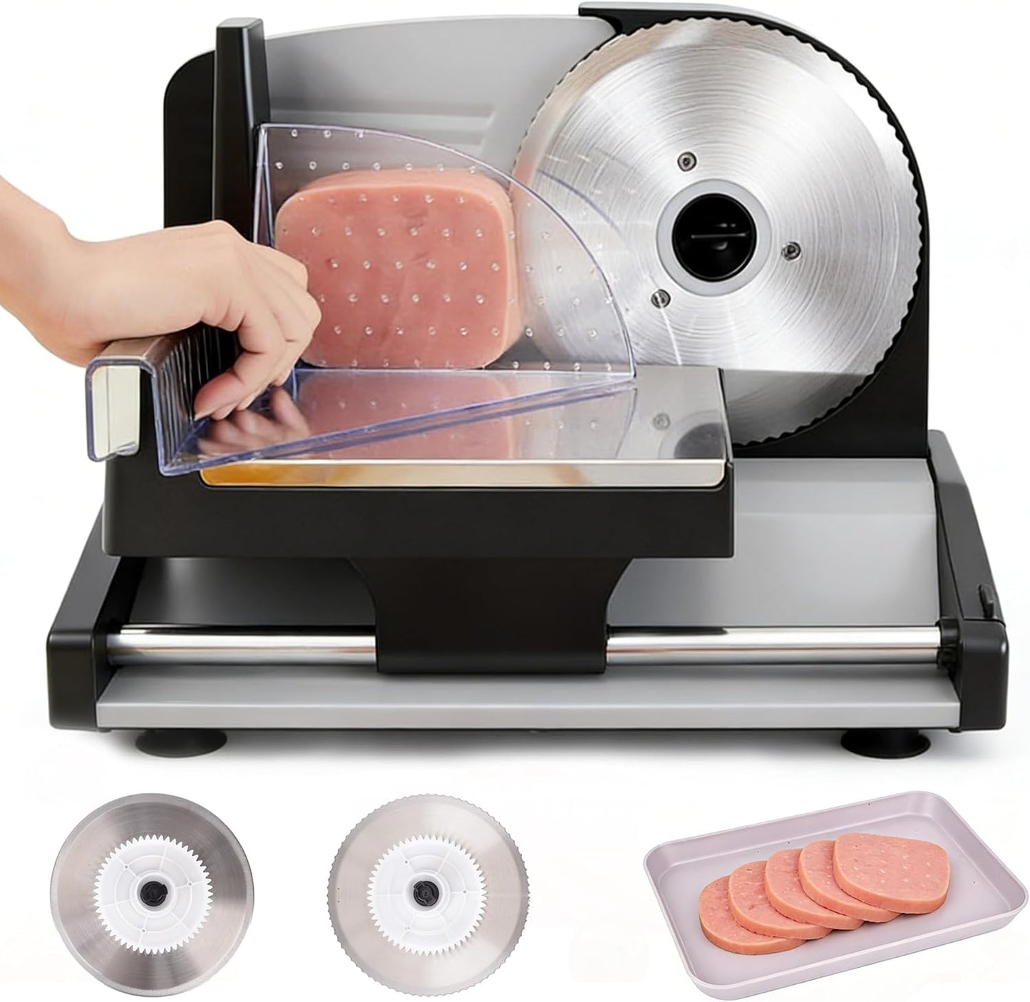 Cortador de carne eléctrico 200W con 3 cuchillas acero inox 7.5"