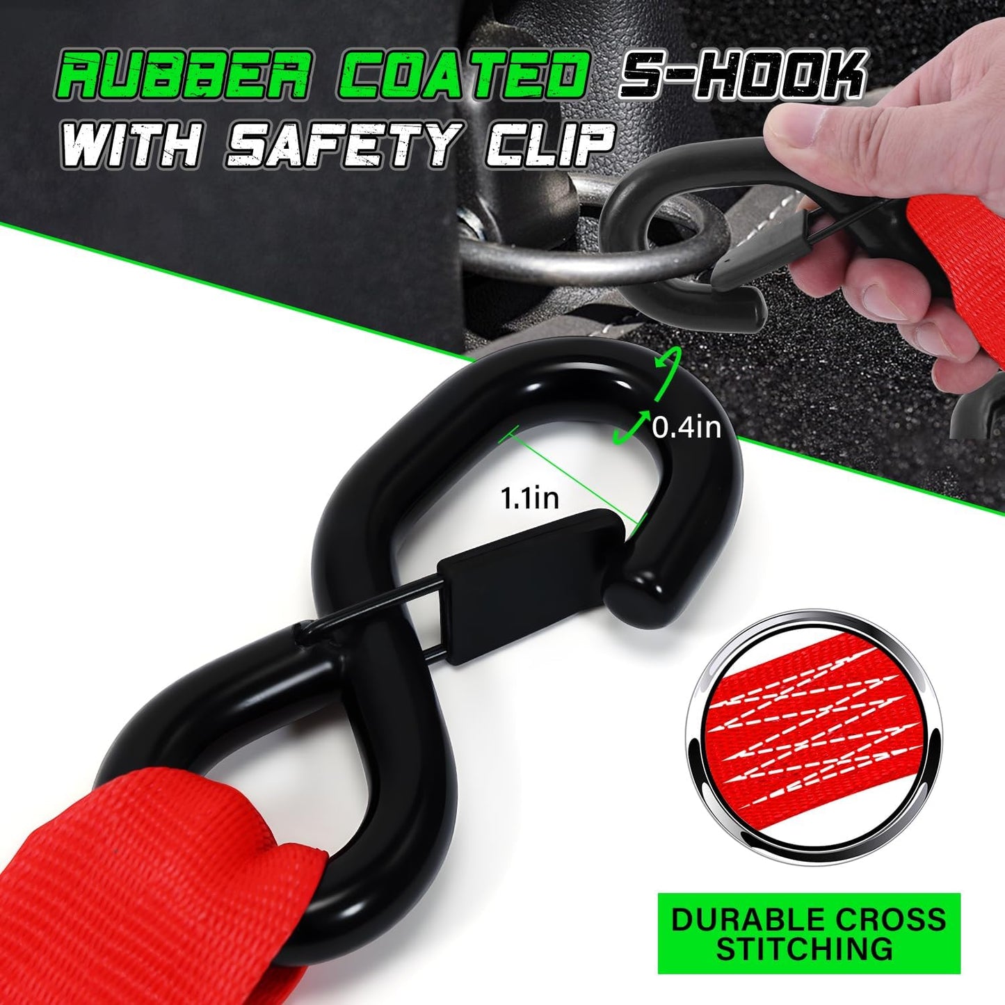 Correas trinquete retráctiles 5000lb color rojo