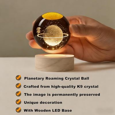 Luz nocturna bola cristal 3D niña estrellas USB regalo