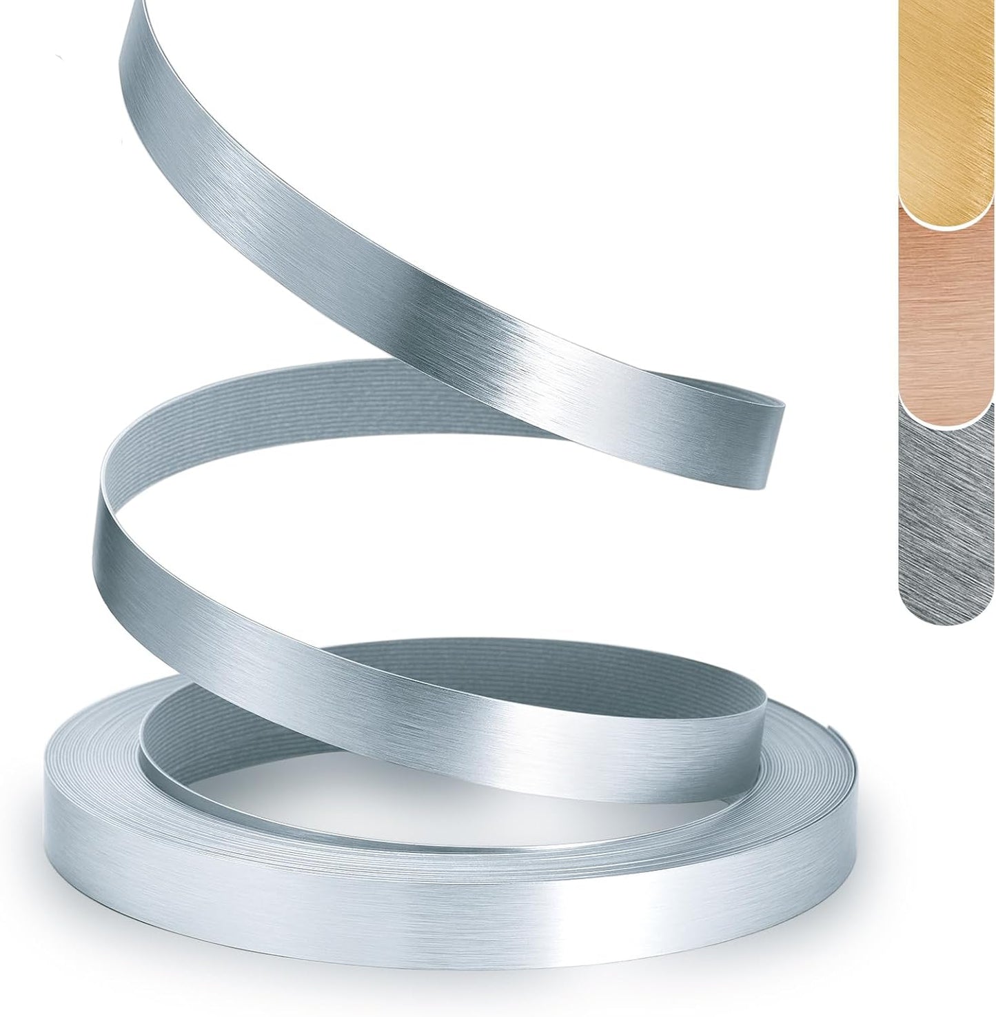 Bandas borde PVC 1/2pulg x25ft chapa plateada flexibles bricolaje