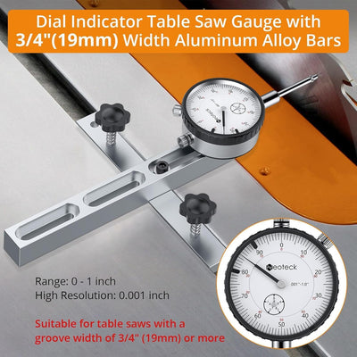 Indicador sierra mesa 0-1"/0.001" para ranura 3/4" taller