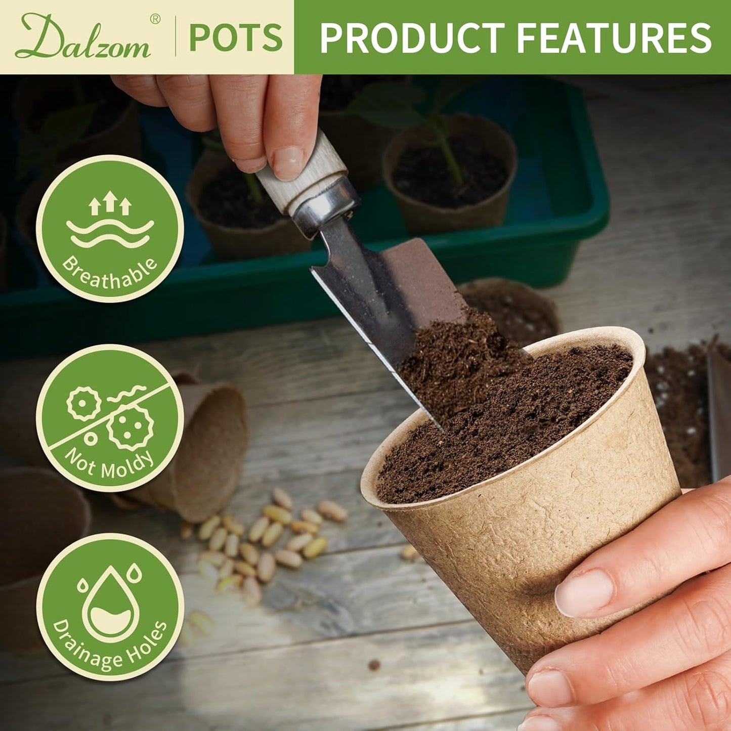 Macetas Turba 3.1pulg con Etiquetas Biodegradables