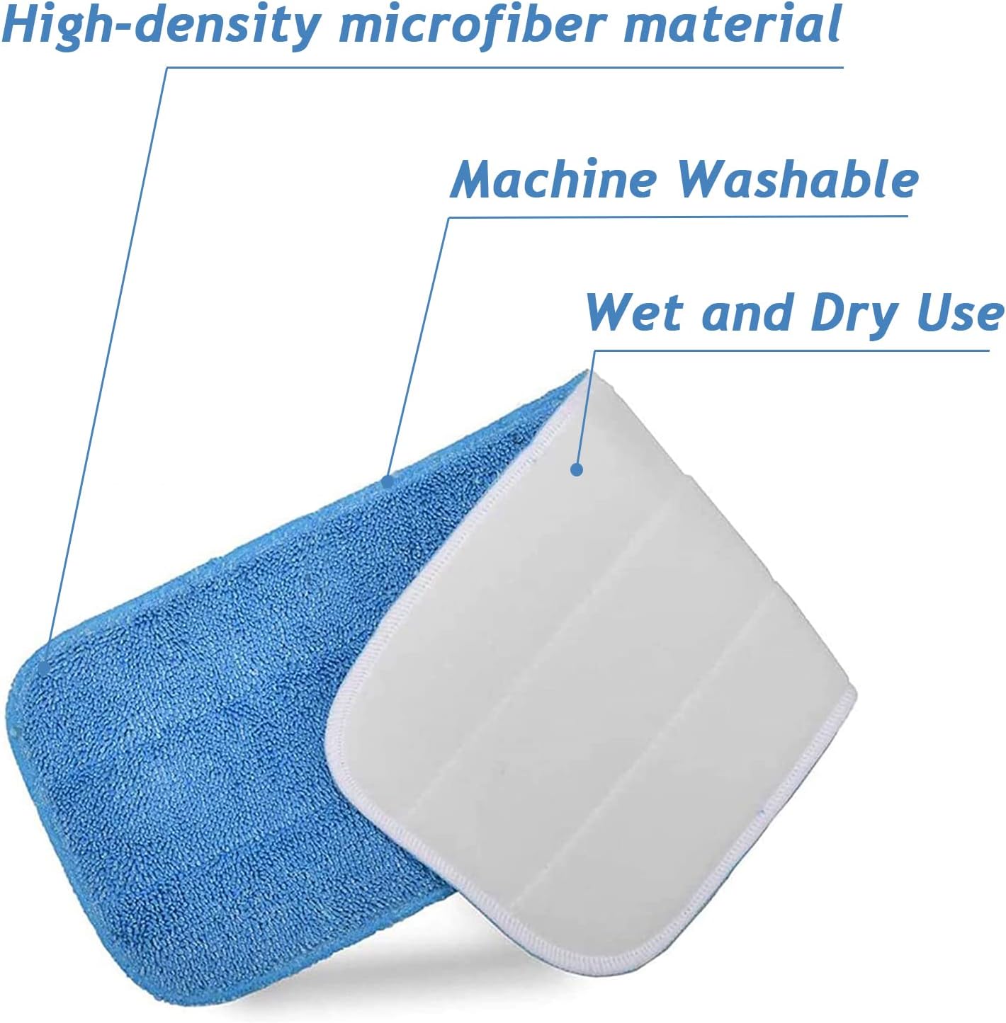 Almohadillas microfibra trapeador 18.5x6.3pulg reutilizables set 12
