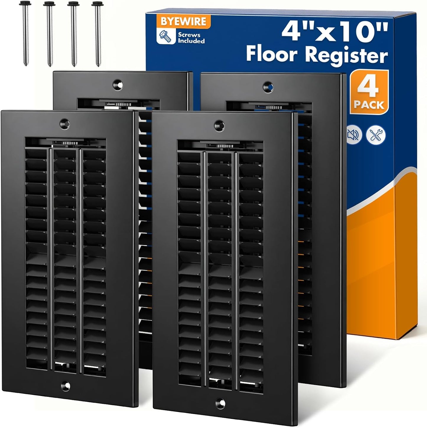 Registro piso 4x10 ventilación aire 2 vías acero negro