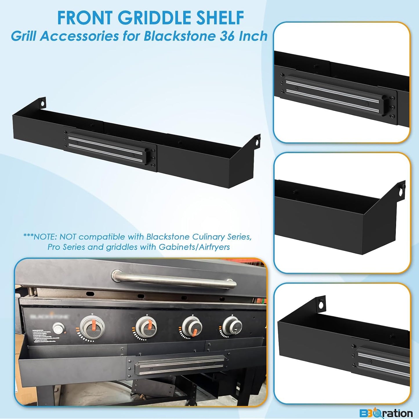 Estante frontal parrilla Blackstone 36pulg con soporte