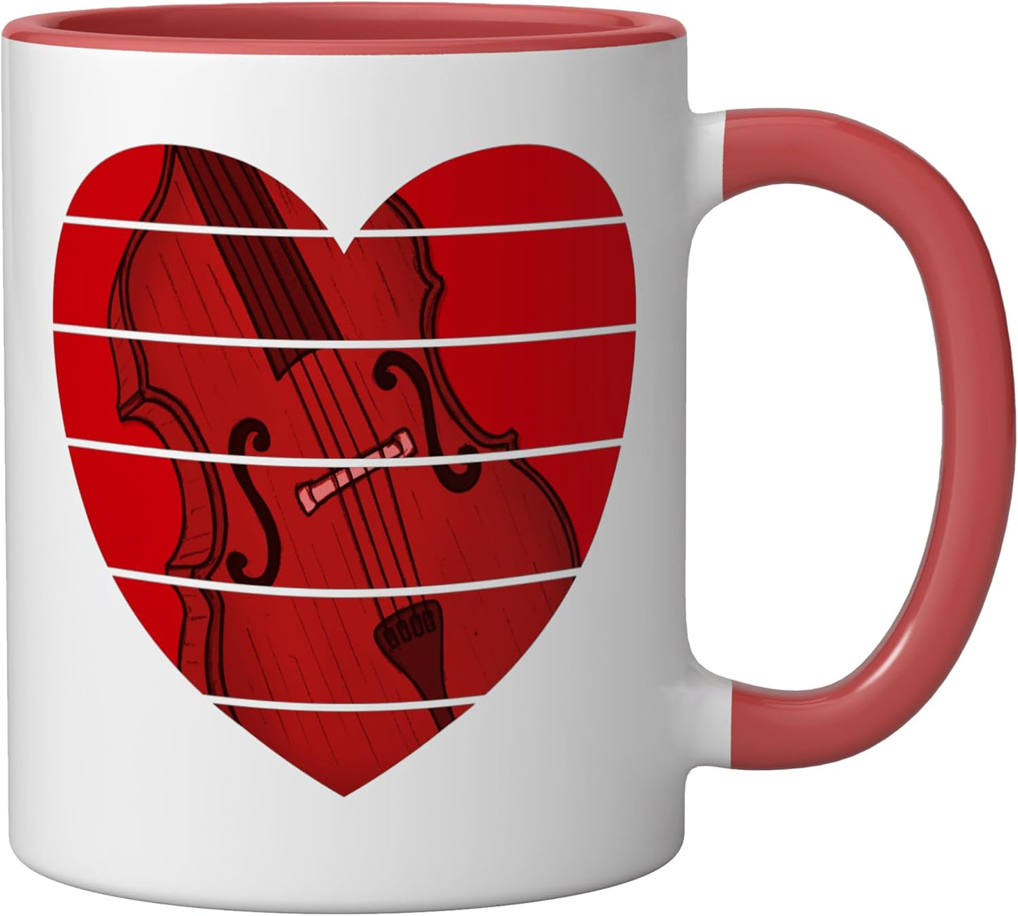 Taza cerámica para músico de bajo Día de San Valentín Rojo/Blanco