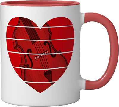 Taza cerámica para músico de bajo Día de San Valentín Rojo/Blanco