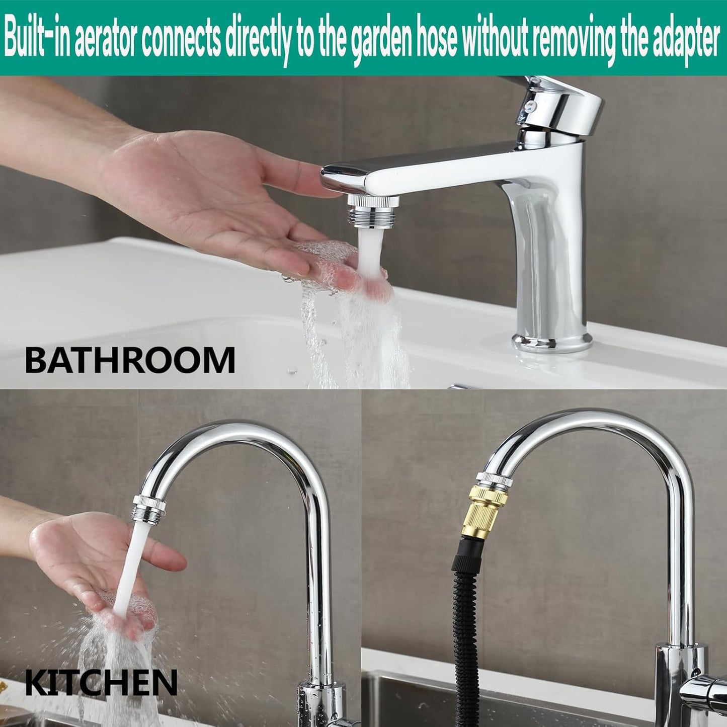 Adaptador grifo manguera jardín con aerador 3/4 pulg cromado