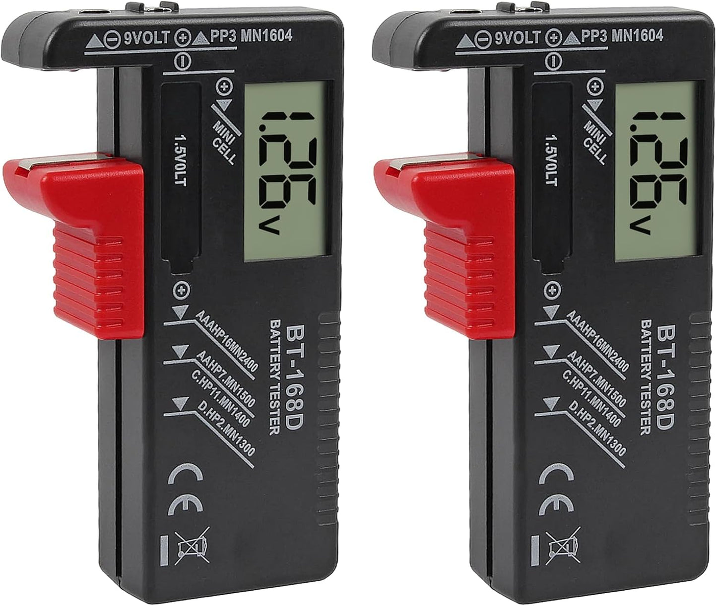 Comprobador baterías universal para AAA AA C D 9V 1.5V
