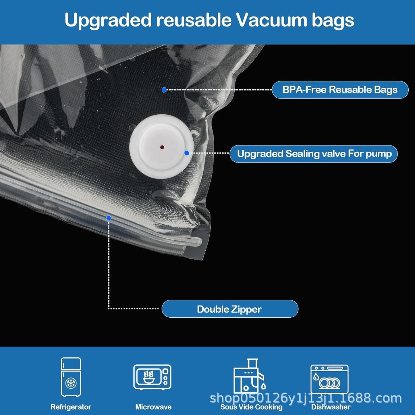 Bolsas selladoras al vacío compatibles con Chef Preserve reutilizables transparentes 5 piezas