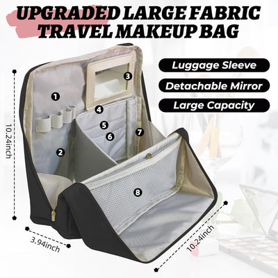 Bolsa maquillaje portátil viaje grande negro minimalista
