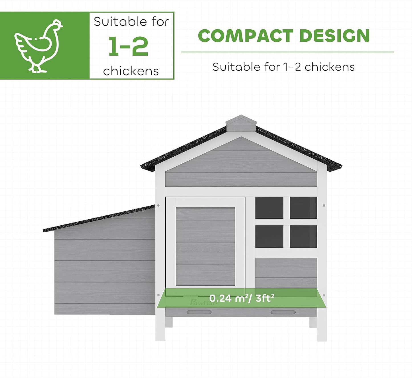 Gallinero madera 36x25x27pulg para 1-2 pollos patos