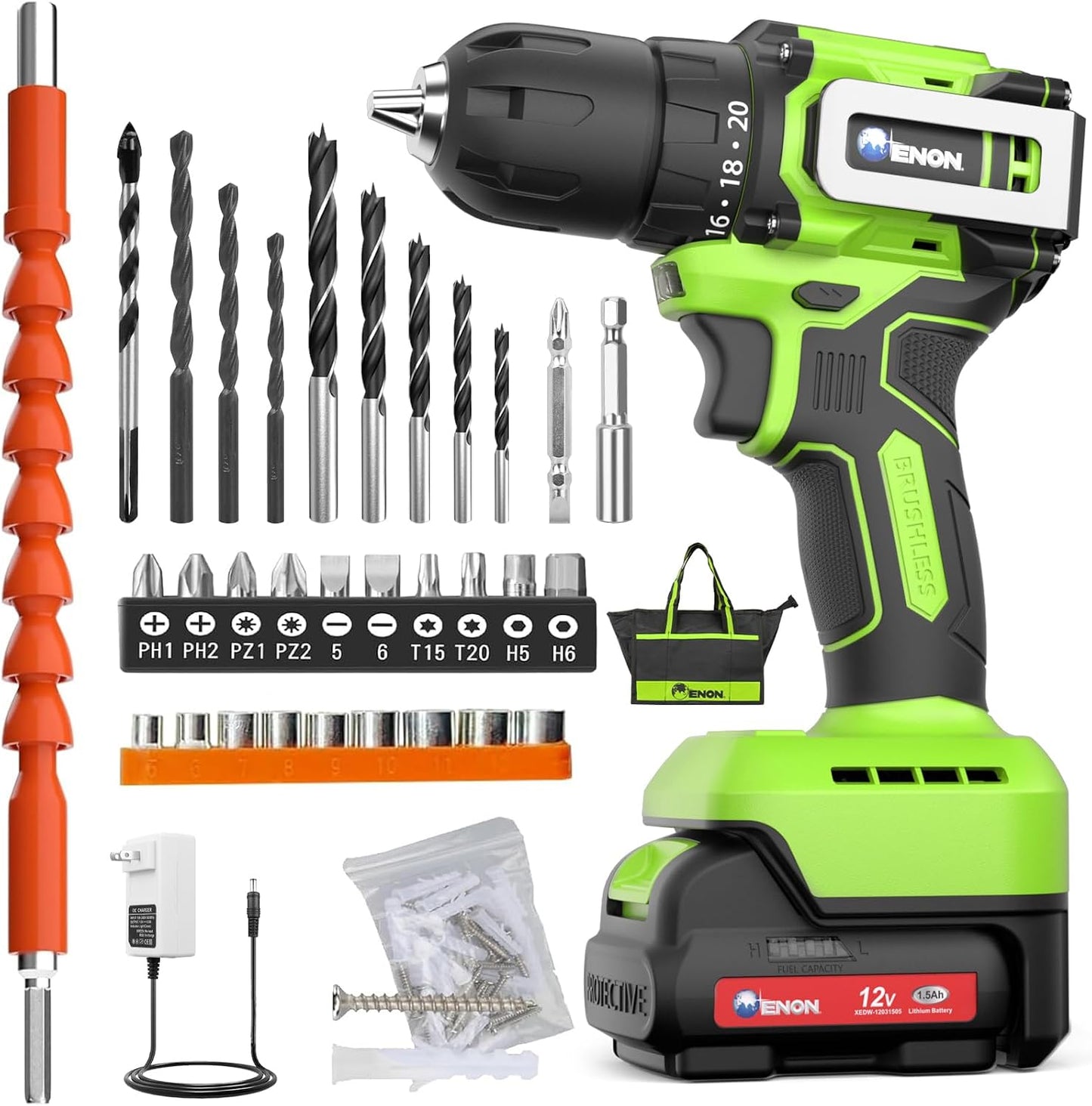 Juego taladro inalámbrico 12V batería 201-300