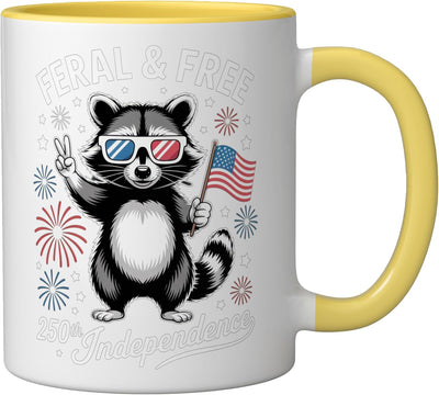 Taza Cerámica Celebración 4 de Julio Amarillo/Blanco