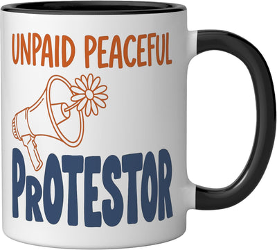 Taza de cerámica Unpaid Peaceful Protestor negra/blanca