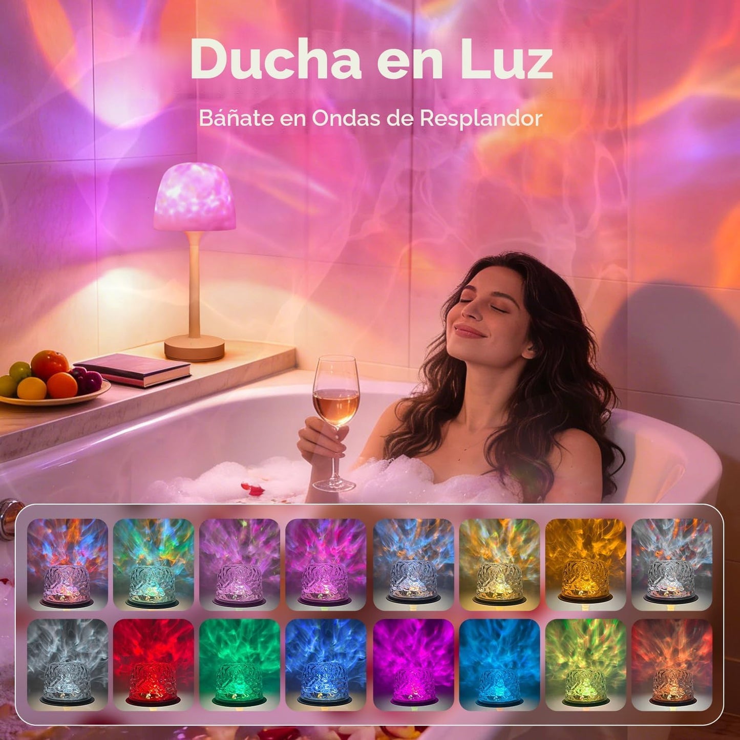 Lámpara ducha LED impermeable con control táctil