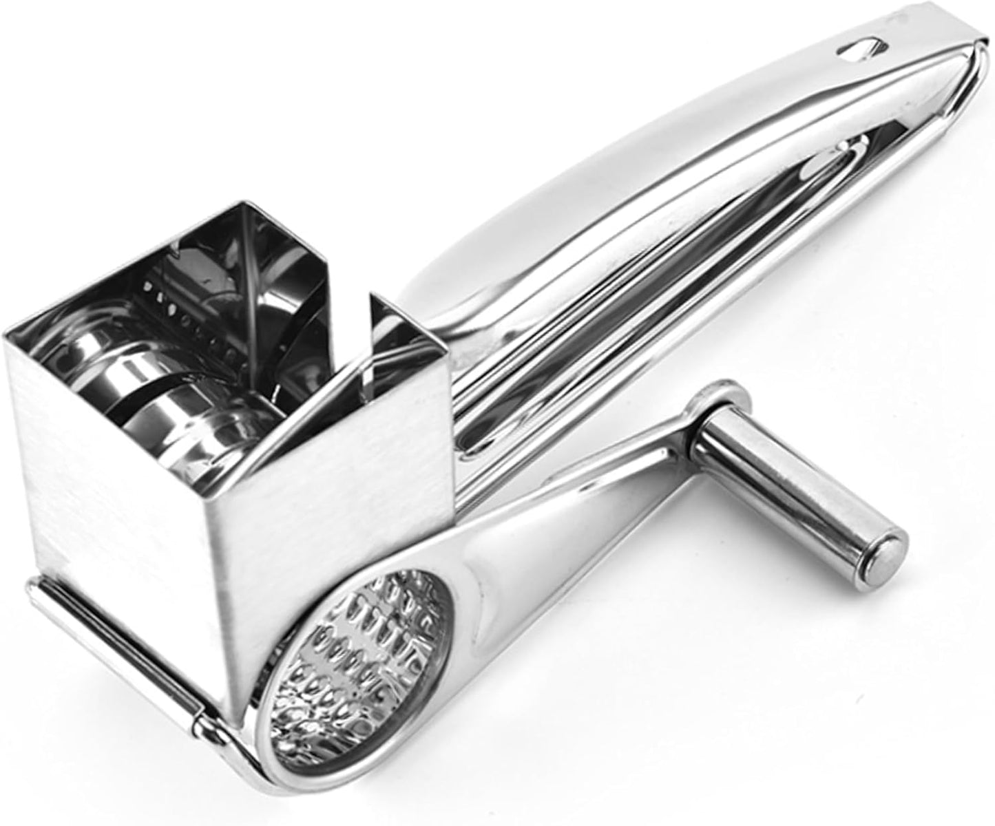 Rallador de queso acero inox giratorio manivela sin esfuerzo
