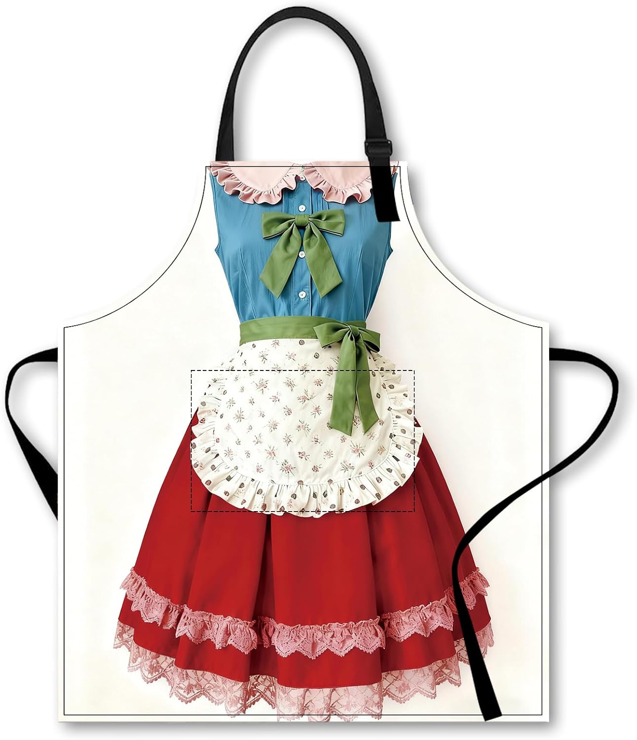 Delantal de cocina de poliéster 26.7 x 30.7 pulgadas diseño Pascua Retro Lolita con bolsillos