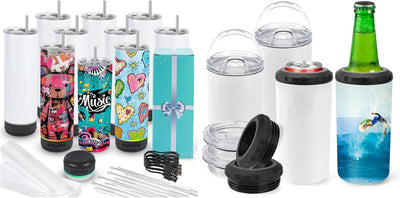 Pack 10 Vasos Sublimación 20oz + 4 Latas 16oz Blanco