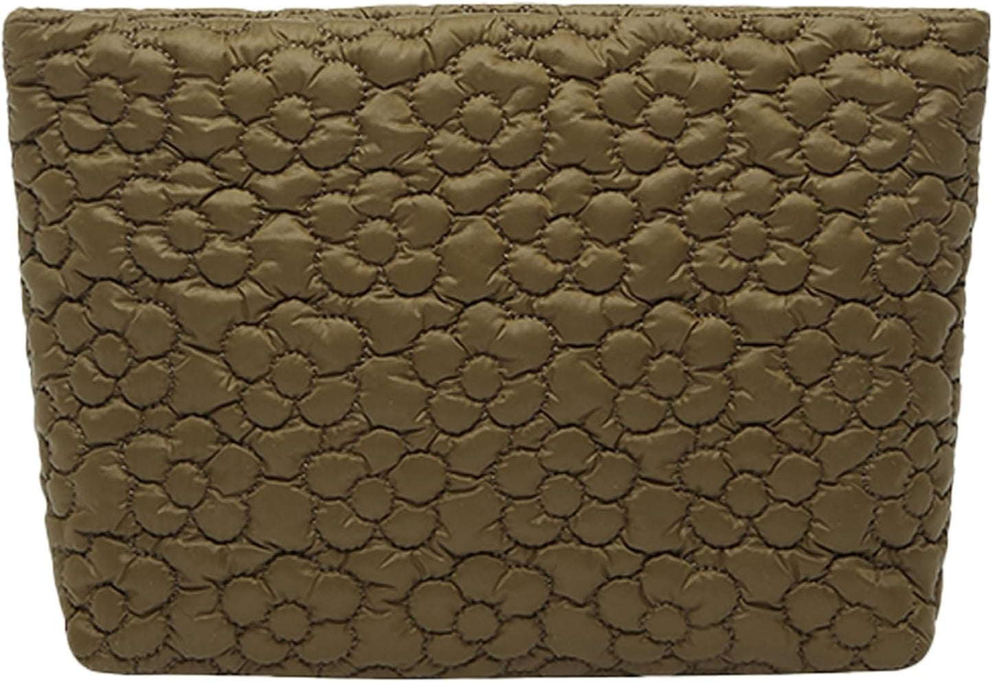 Bolsa maquillaje acolchada organizadora viaje flor marrón
