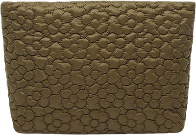 Bolsa maquillaje acolchada organizadora viaje flor marrón