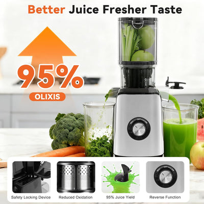 Exprimidor frío con canal ancho para frutas y verduras blancas