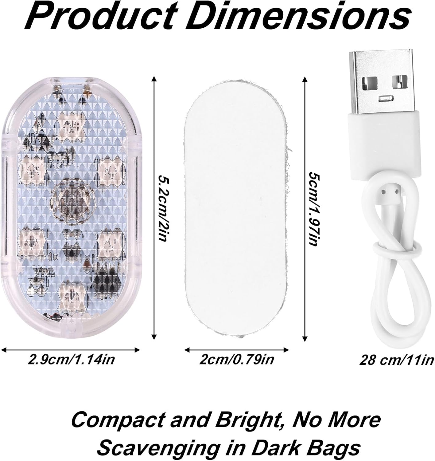 2 Luces LED Recargables para Bolsa Bogg Con Control Táctil