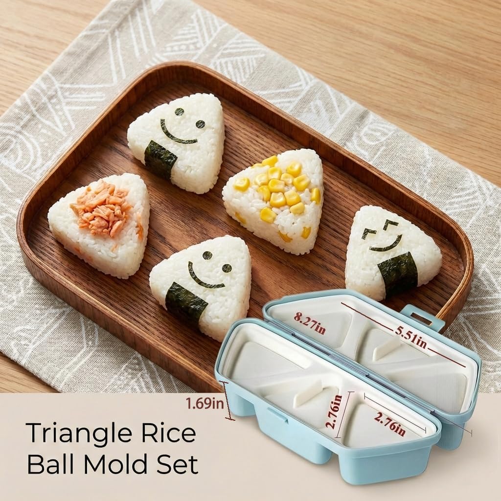 Molde de onigiri triangular 6 en 1 para hacer y almacenar sushi