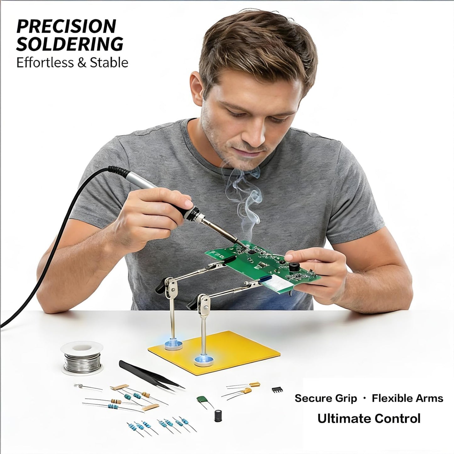 Herramienta soldadura magnética base acero soporte PCB tercer mano