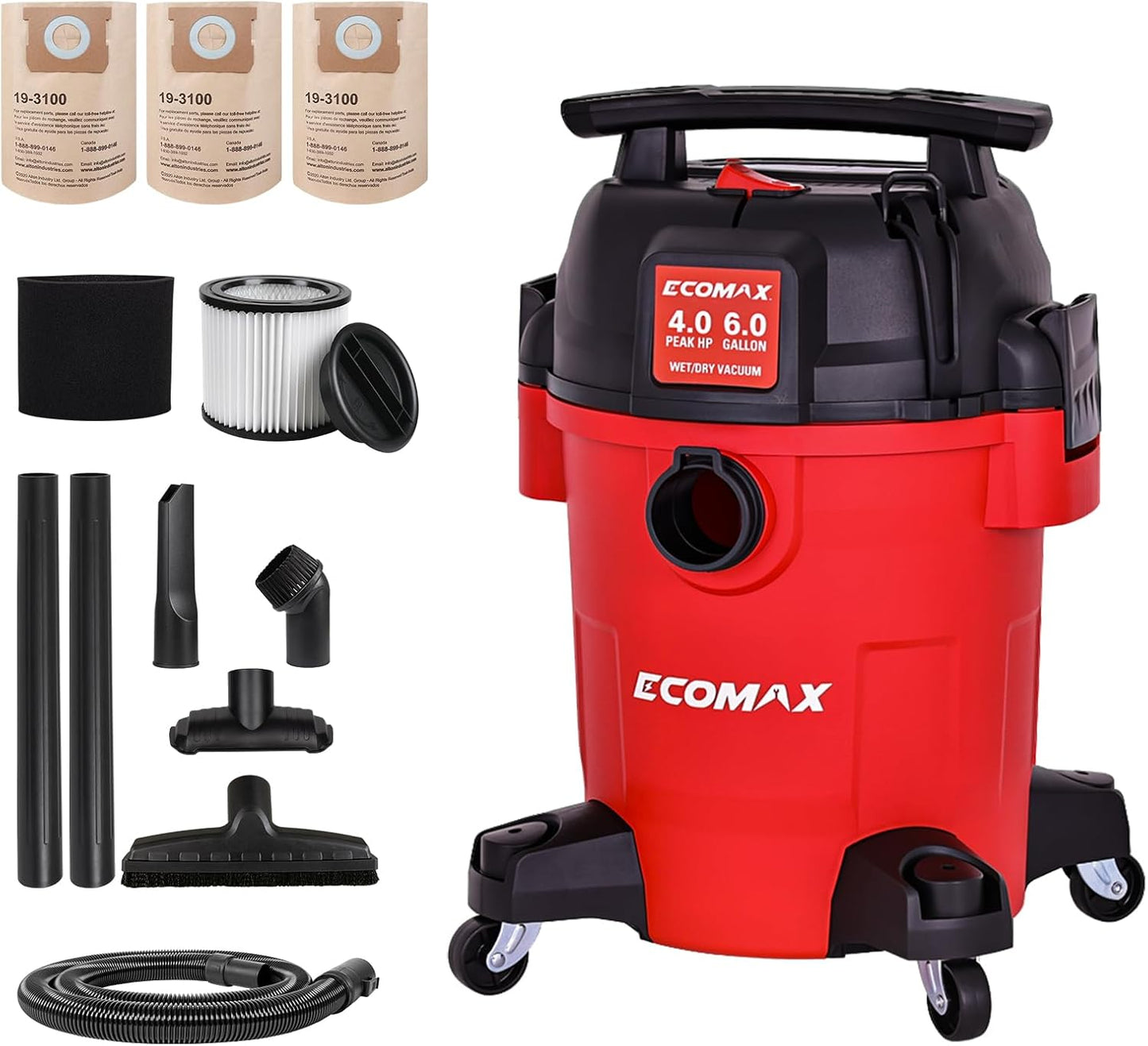 Aspiradora húmeda y seca 6gal 4HP silenciosa portátil