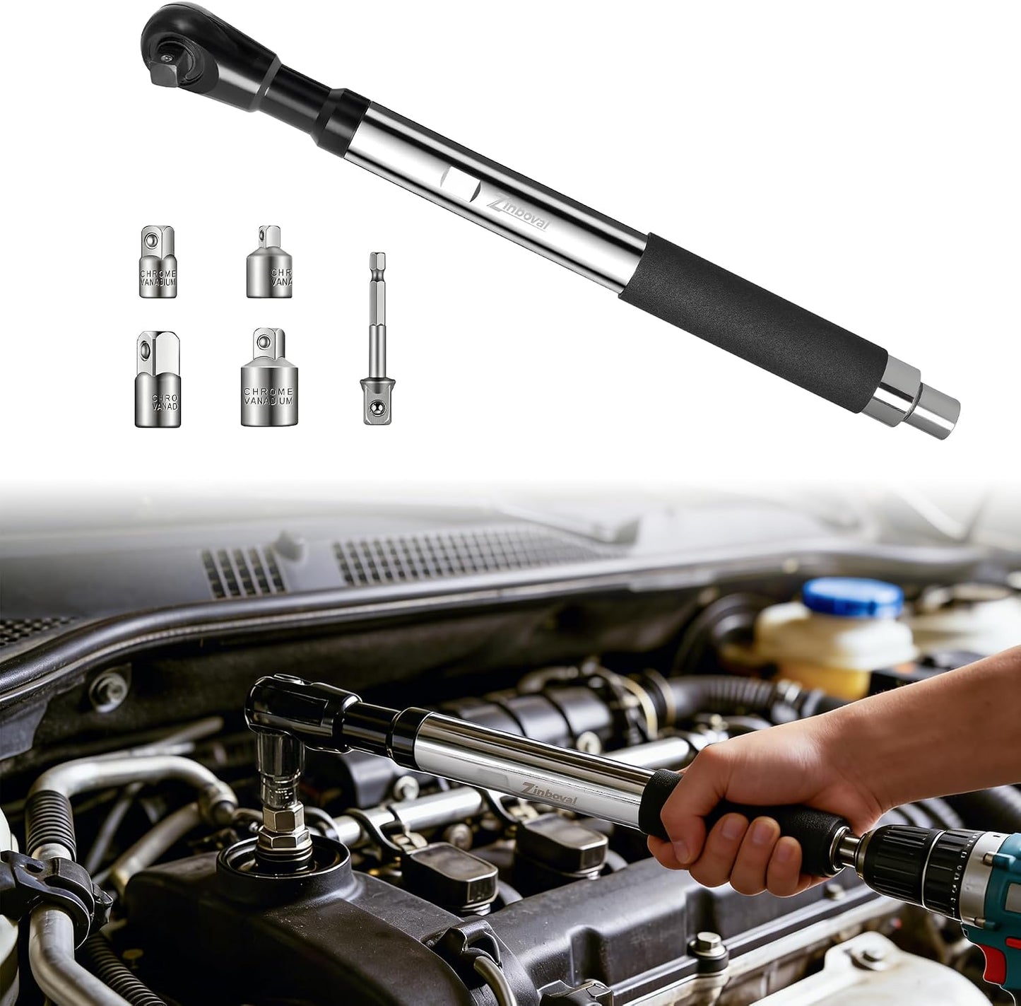 Llave extensión 1/2pulg adaptador 4 enchufes