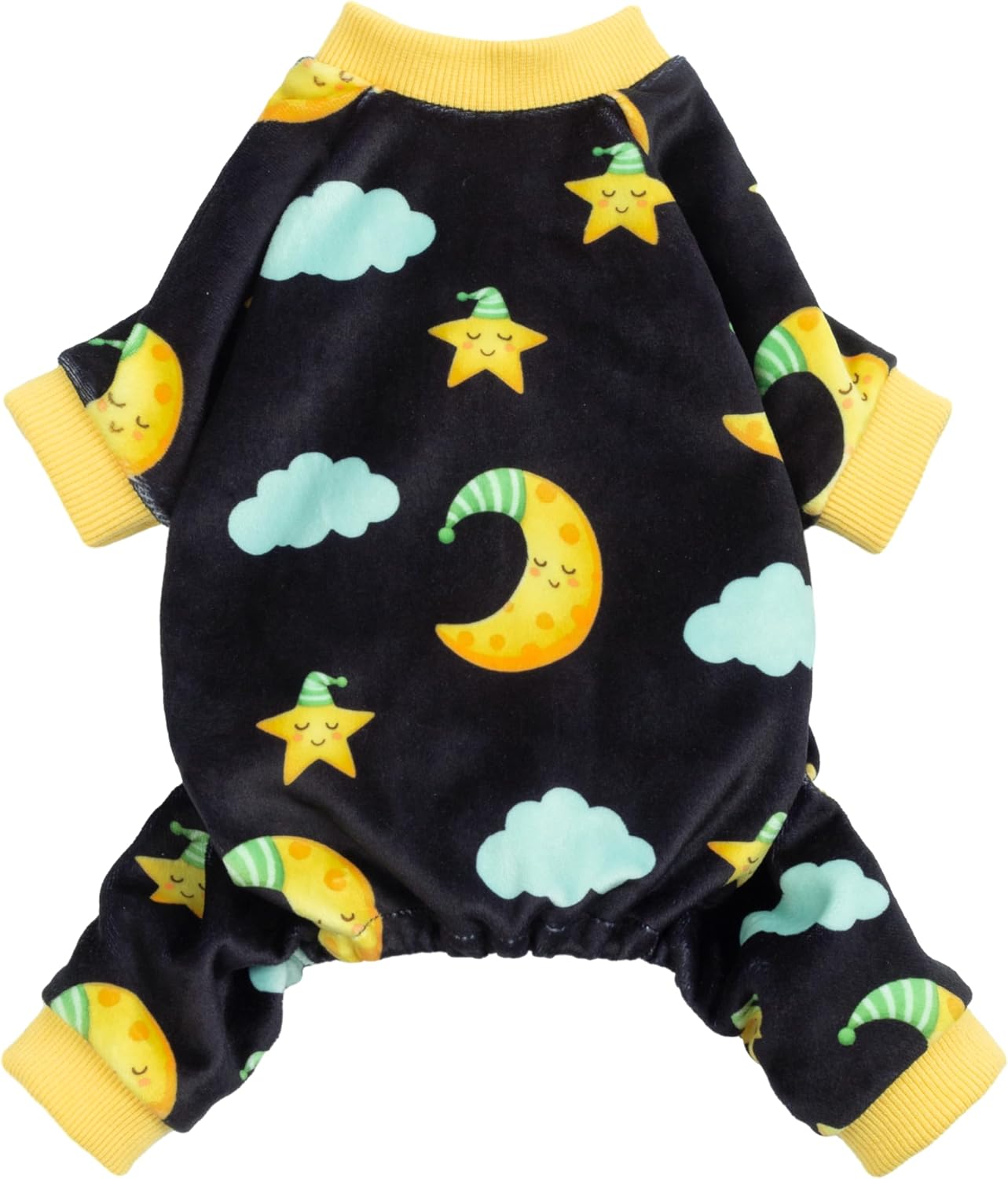 Pijama polar para perros pequeños y niños negro amarillo L