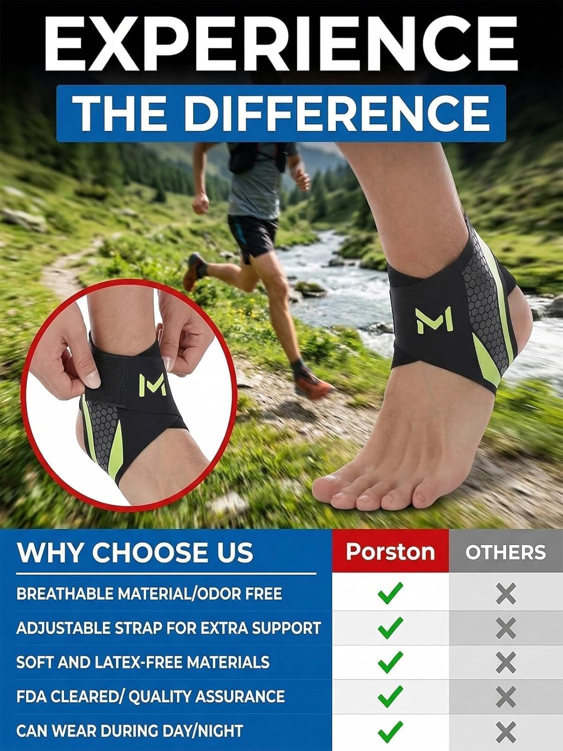 Tobillera compresion transpirable deporte ajustable hombre mujer