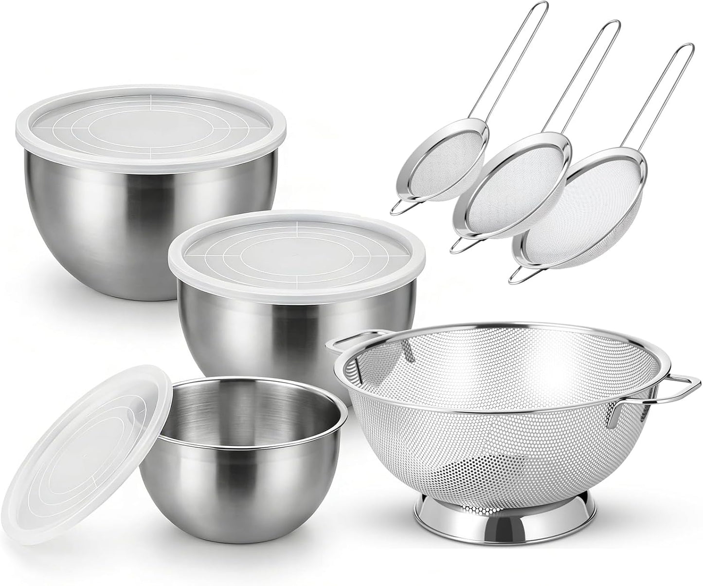 Set 7 Accesorios Cocina Acero Inox Colador Malla Fina