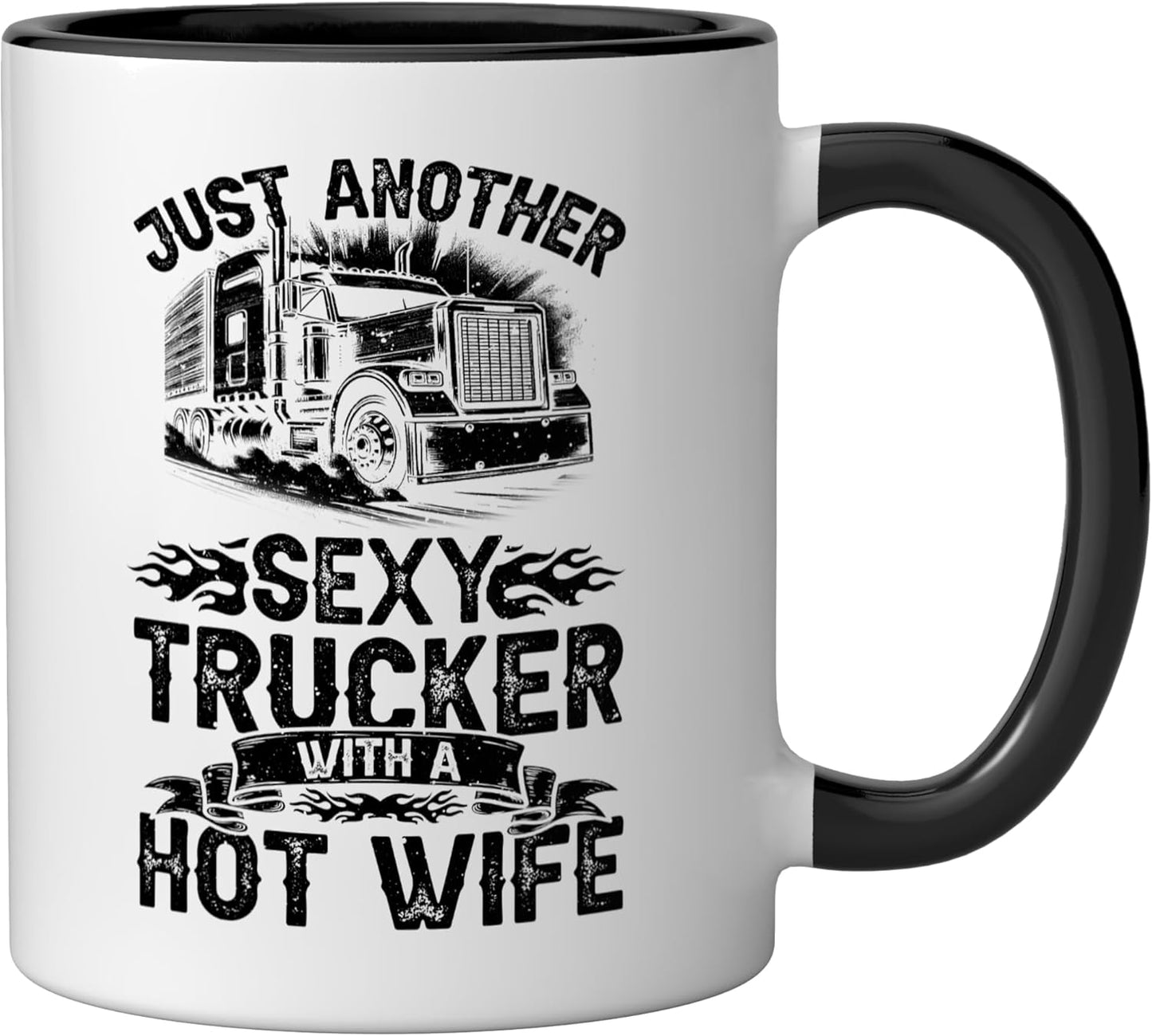 Taza Cerámica Camionero Negro/Blanco