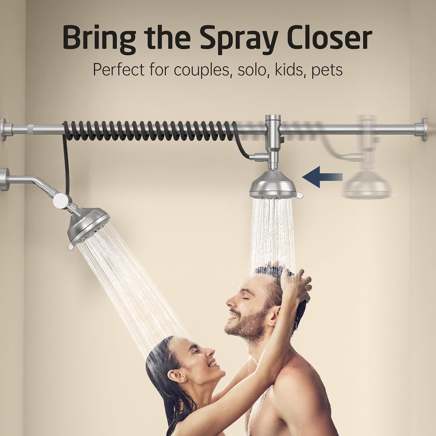 Cabezal ducha tándem doble spa 7 modos ajustable
