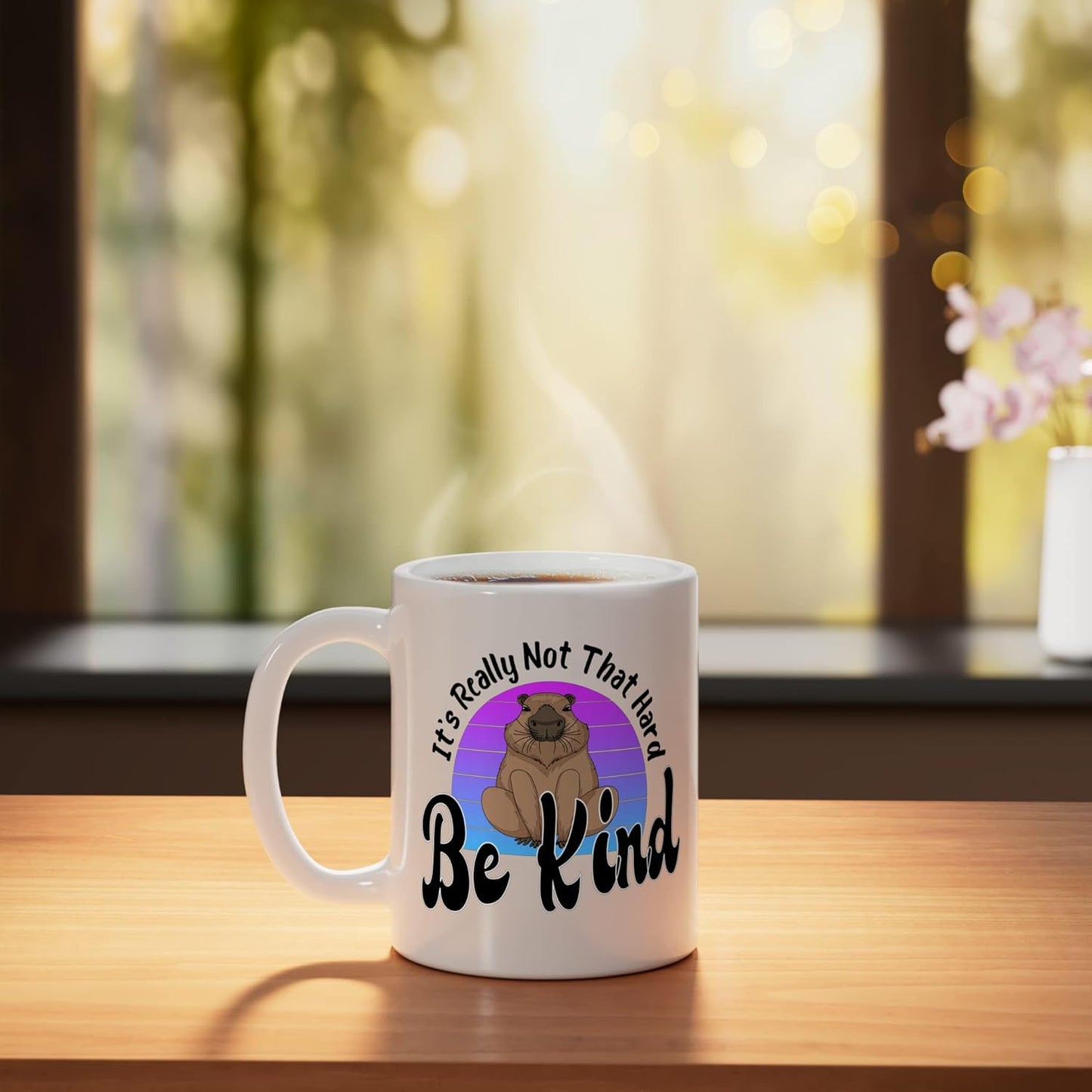 Taza cerámica de capivara amabilidad retro blanca