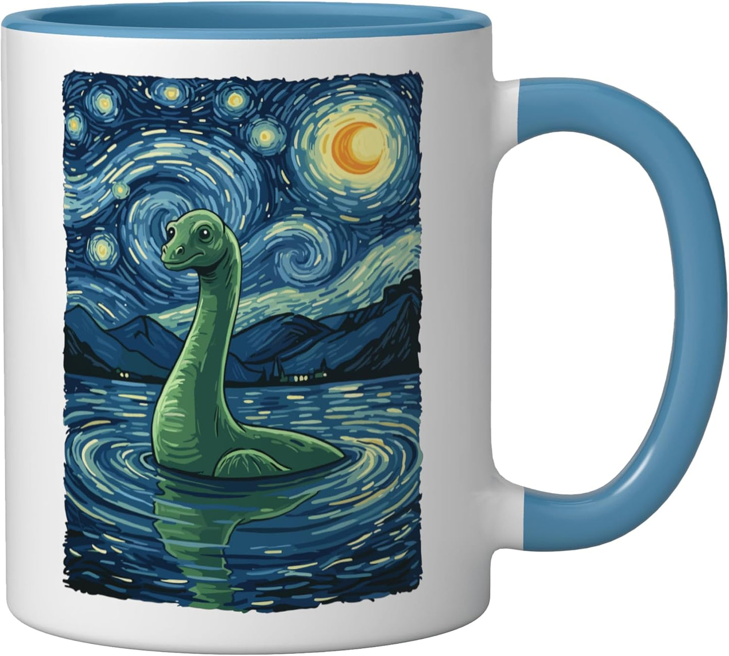 Taza Cerámica Loch Ness Azul Blanco