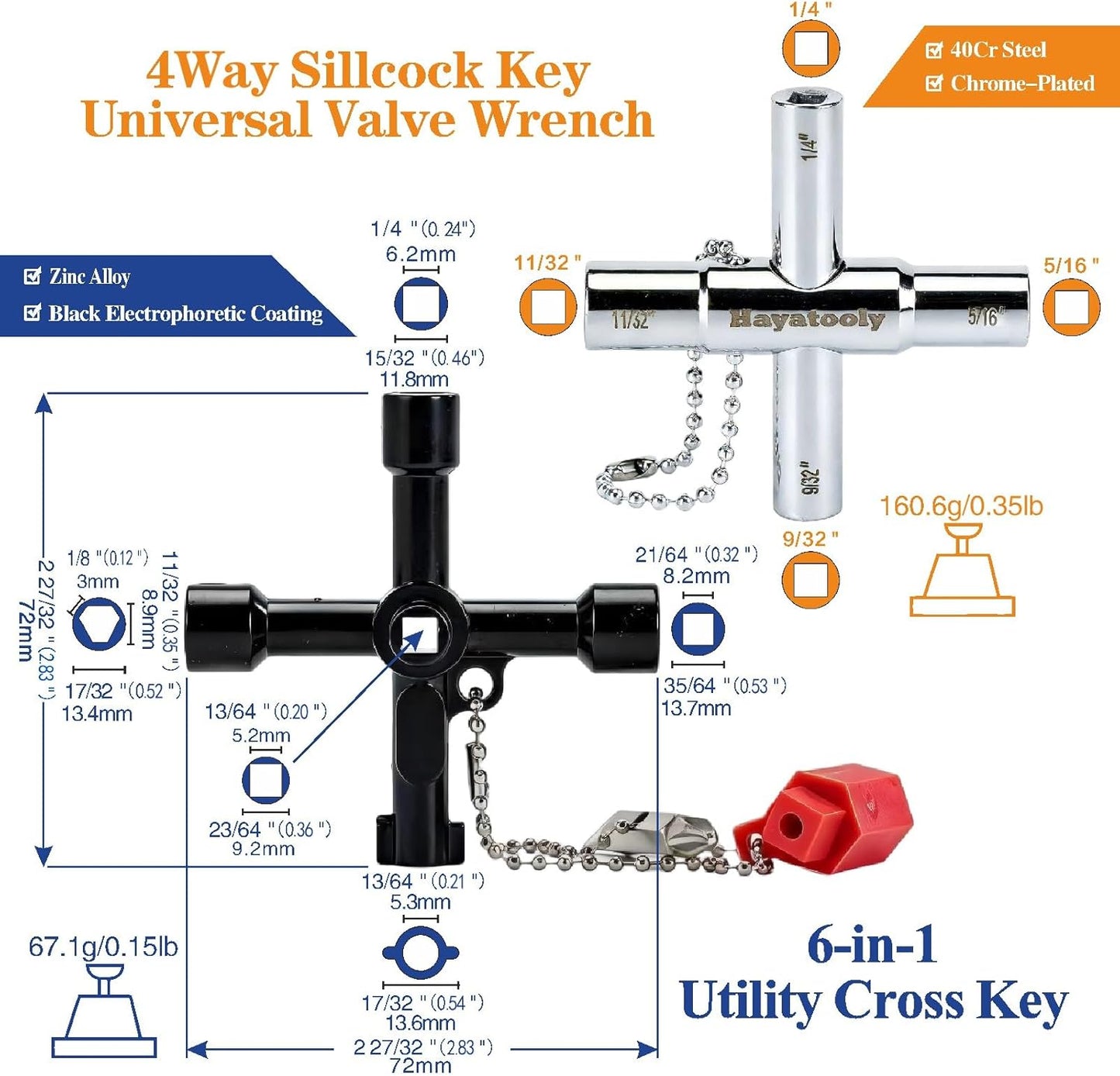 Llave agua 4 vías multifuncional para válvula y espita