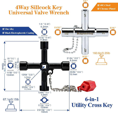 Llave agua 4 vías multifuncional para válvula y espita