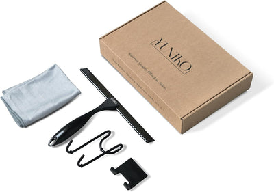 Escobilla ducha acero inox negro silicona ganchos adhesivos
