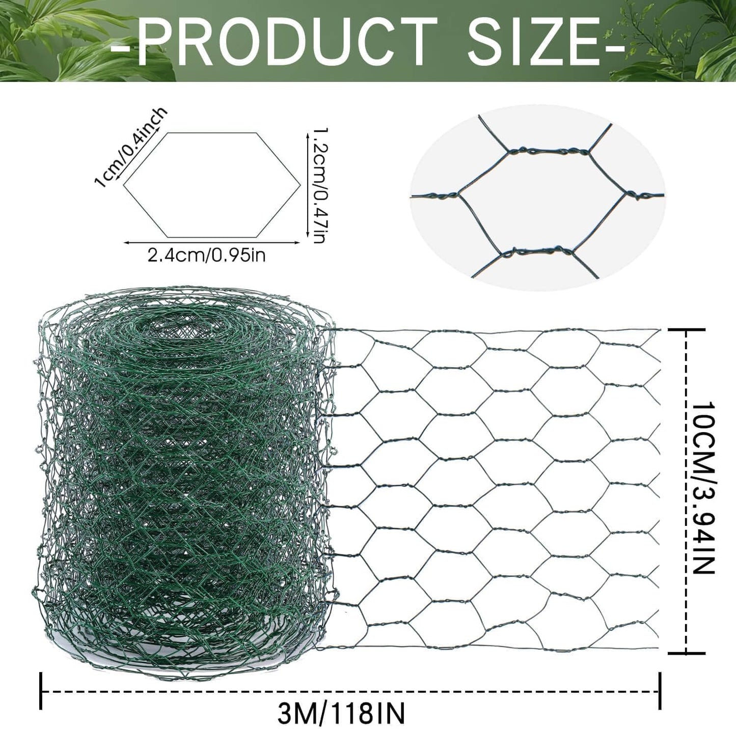 Alambre floral galvanizado malla hexagonal 4x118pulg