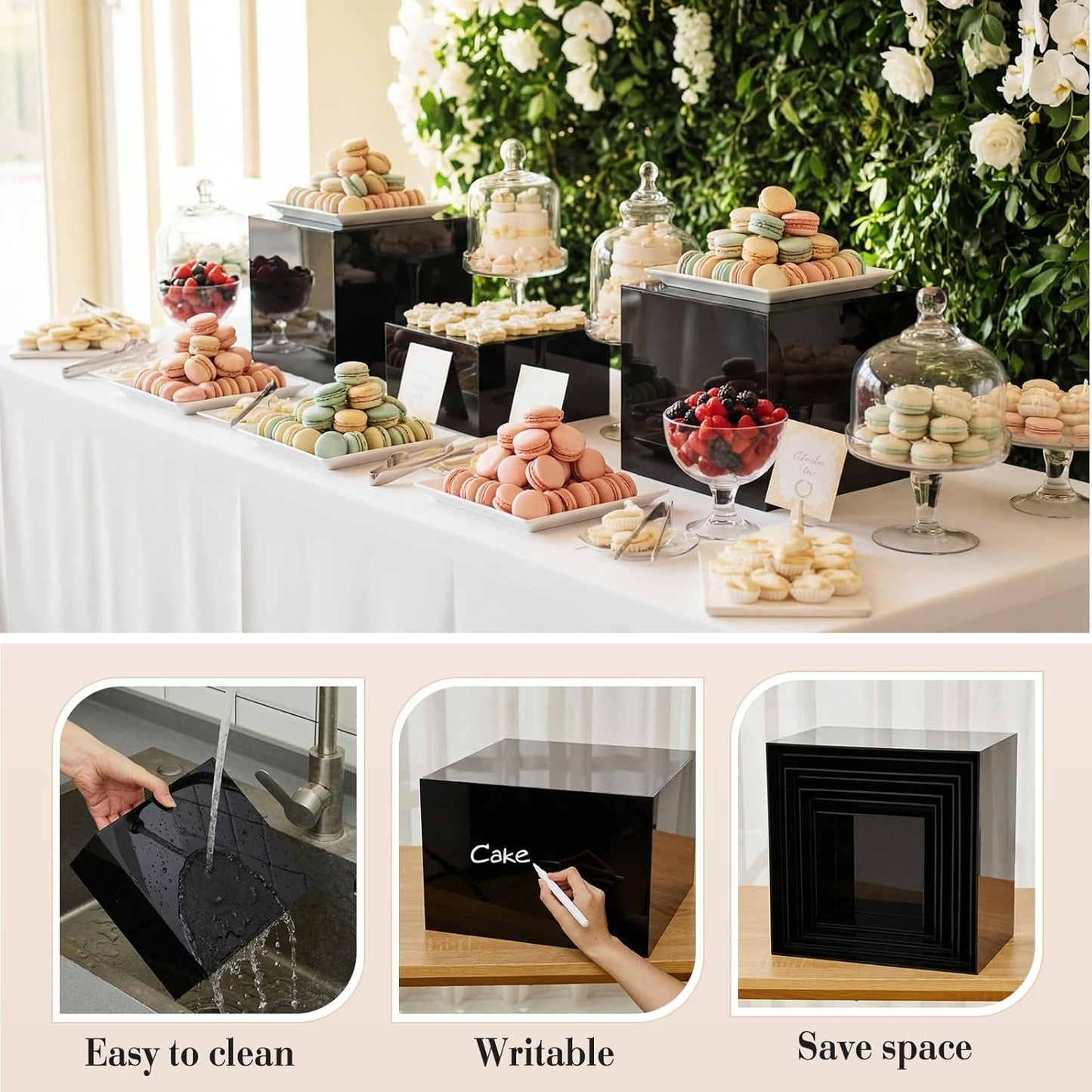 7 Pzas Elevadores Buffet 8-14pulg Caja Acrílico Catering